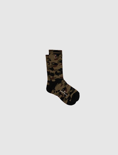 A Bathing Ape First Camo Ape Head One Point Socks - 001SOL301005M-GRN