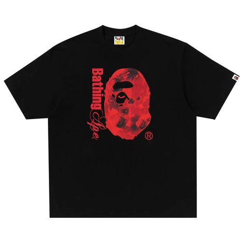 A Bathing Ape Floral Solid Camo Ape Head Relaxed Fit Tee - Ivory - 1K80-110-315