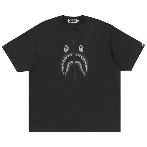 A Bathing Ape Garment Dye Shark Relaxed Fit Tee - Black - 1K80-109-316