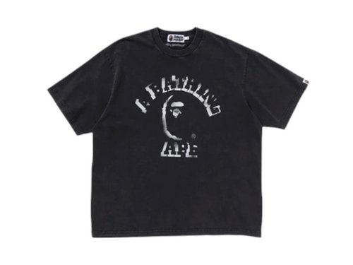A Bathing Ape Garment Dye Spray Print College Relaxed Fit Tee - Ivory - 1L30-109-345