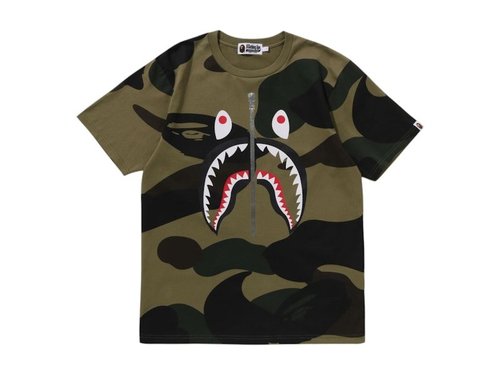 A Bathing Ape Giant 1st Camo Shark Tee - Yellow - 1L30-109-011