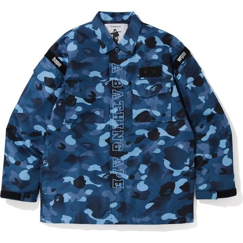 A Bathing Ape Gradation Camo Military Shirt Jacket - Blue