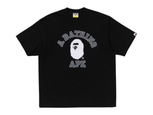 A Bathing Ape Hand Drawn College Relaxed Fit Tee - Beige - 1L80-110-329