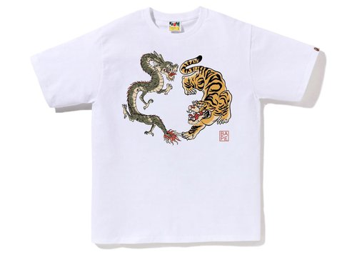 A Bathing Ape Japan Culture Tiger and Dragon Tee - White - 1J30-110-067