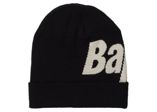 A Bathing Ape Knit Spellout Cap FW21 - Black