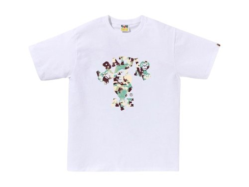 A Bathing Ape Map Camo College Milo Tee Shirt - Black - 2L30-110-007
