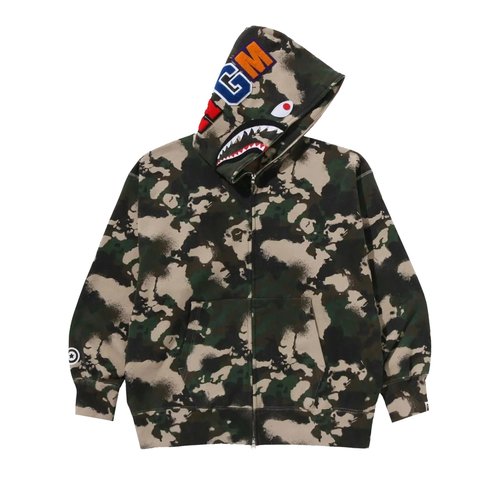 A Bathing Ape Map Camo Shark Relaxed Fit Full Zip Hoodie | Size XL - Red - 1L30-115-001