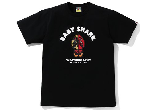 A Bathing Ape Milo Shark College Tee Shirt - Black/Red