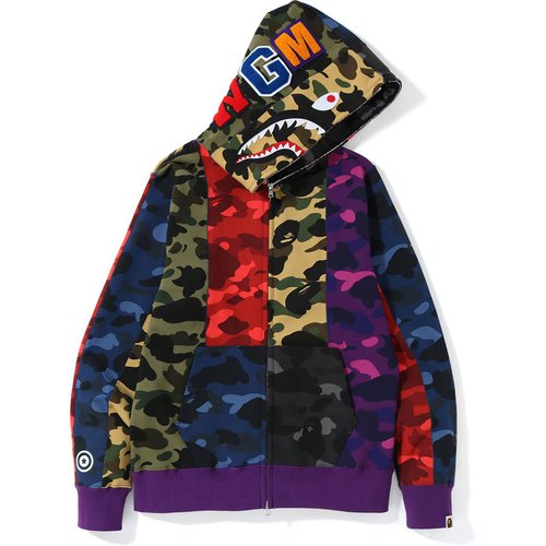 A Bathing Ape Mix Camo Crazy Shark Full Zip Hoodie - Multicolor