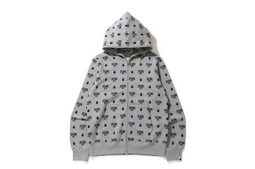 A Bathing Ape Monogram Full Zip Hoodie - Gray