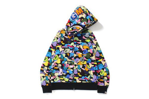 A Bathing Ape x Neighborhood Shark Camo Full Zip Hoodie