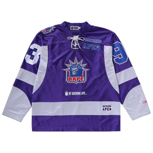 A Bathing Ape Multi Logo Relaxed Fit Long-Sleeve Ice Hockey Jersey - 1K80-111-304