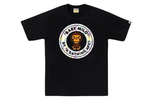 A Bathing Ape Neon Camo Milo Busy Works Tee Shirt - Black