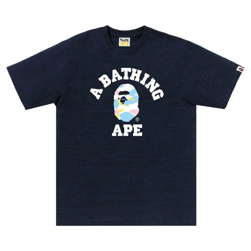 A Bathing Ape New Multi Camo College Tee - 1M30110025NAVY