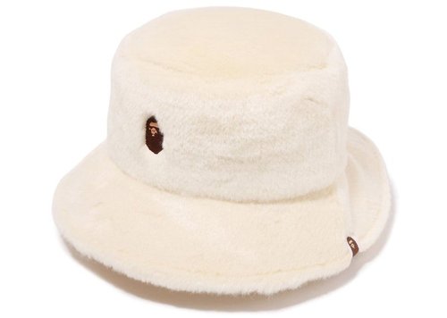 A Bathing Ape One Point Fur Bucket Hat - White - 1I80-281-002