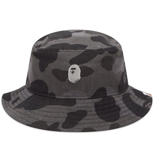 A Bathing Ape One Point Metal Pin Bucket Hat - Black - 001HTK301302M-BLK
