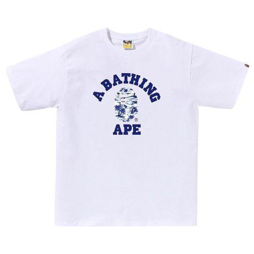 A Bathing Ape Palm Tree Camo College Tee white blue - White/Blue - 1L30110025WH9