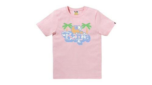 A Bathing Ape Palm Tree Pattern Milo On A Bathing Ape Tee Shirt - Pink - 2L30-210-019