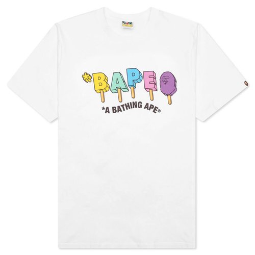 A Bathing Ape Popsicle Tee - White - 001TEJ301069M-WHT