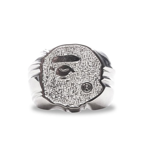 A Bathing Ape Rhinestone Ape Head Ring - Silver - 001GDD301044X-SVR