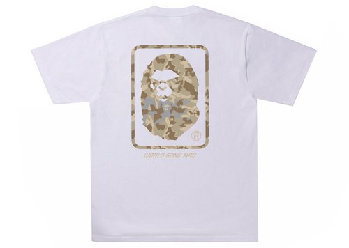 A Bathing Ape Sand Camo Mad Face Tee Shirt - White/Beige