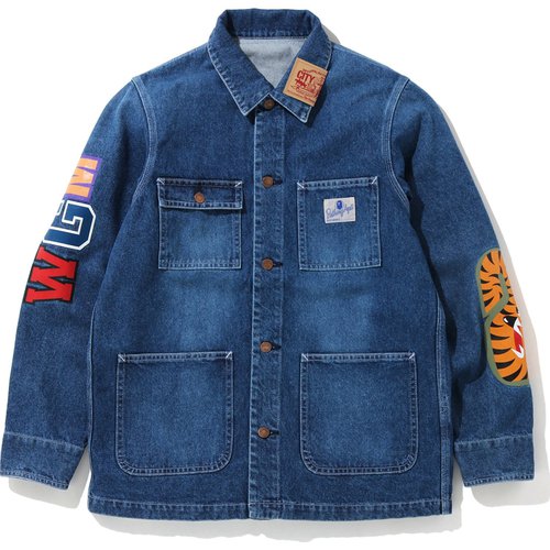 A Bathing Ape Shark Denim Coverall Jacket 'Indigo' - 1F80 A Bathing Ape Shark Denim Coverall Jacket 'Indigo' - 1F80