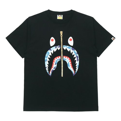 A Bathing Ape Shark Face Half Zip T-Shirt - Black - BAPE-9SS-009