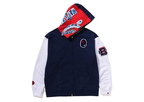 A Bathing Ape Shark Full Zip UK Hoodie - Navy Blue