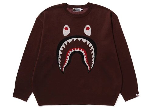A Bathing Ape Shark Jacquard Knit Sweater - Brown - 1J80-120-006