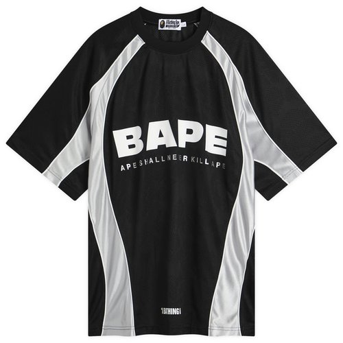A Bathing Ape Solid Camo Jacquard Multi Football Jersey - Black - 001CSL301312M-BLK
