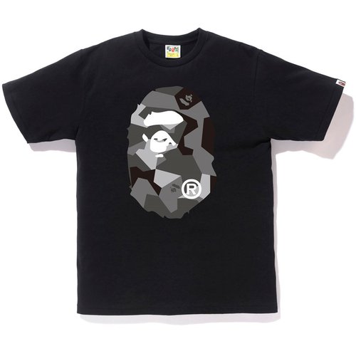 A Bathing Ape Splinter Camo Big Ape Head Tee Shirt - Black