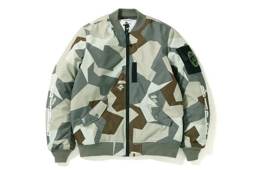 A Bathing Ape Splinter Camo Light Bomber Jacket - Beige