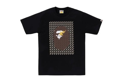 A Bathing Ape Sta Houndstooth Ape Head Tee - Black - 1K80-110-035