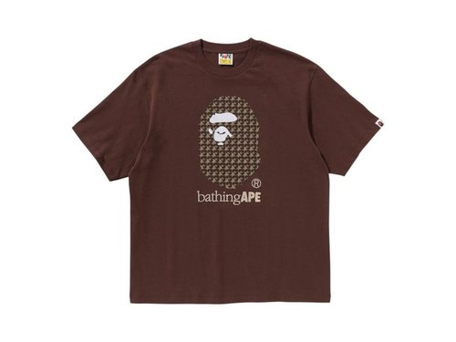 A Bathing Ape Sta Houndstooth By Bathing Ape Relaxed Fit Tee - Beige - 1K80-110-329