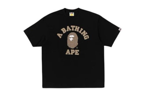 A Bathing Ape Sta Houndstooth College Relaxed Fit Tee - White - 1K80-110-338