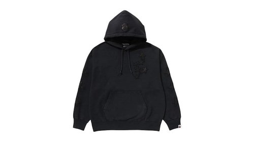 A Bathing Ape Sta Patch Relaxed Fit Pullover Hoodie - Black - 1L80-114-008