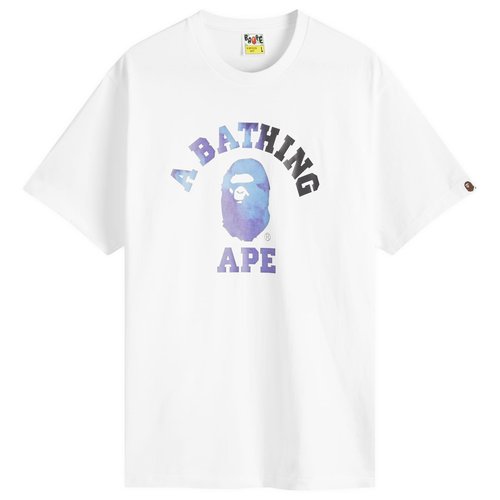 A Bathing Ape Tie Dye College T-Shirt - White/Black - 001TEK801032M-WH2