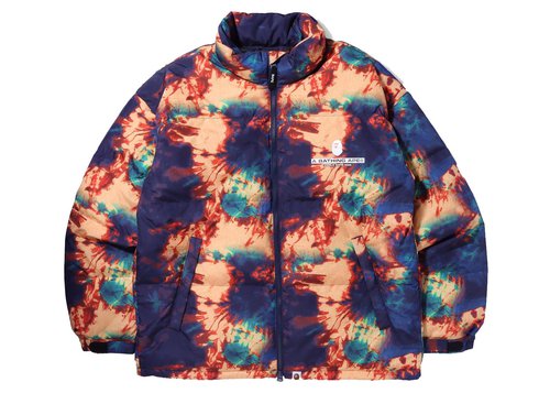 A Bathing Ape Tie Dye Loose Fit Down Jacket - Navy Blue