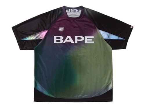 A Bathing Ape Tie Dye Sta Stripe Pattern Relaxed Fit Football Jersey - Black