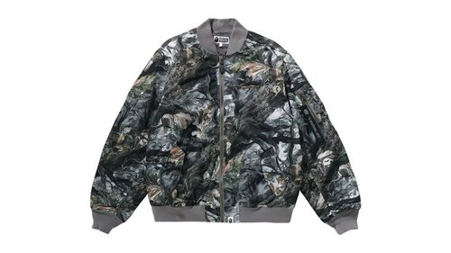A Bathing Ape Tree Edge Camo Bomber Jacket - White - 1L80-141-301