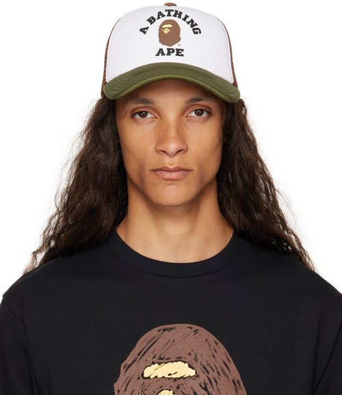 A Bathing Ape White & College Mesh Cap - Black - 001CPK301004M
