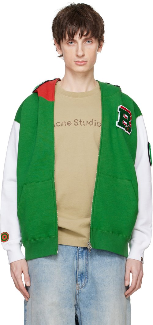 A Bathing Ape & White Shark Full Zip Hoodie - Grn-Green - 001ZPK701304M