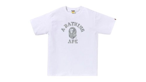 A Bathing Ape Wild Leopard Pattern College Tee - Black/Grey - 1L80-110-039