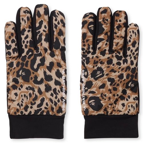 A Bathing Ape Wild Leopard Pattern Gloves - Beige - 001GDL801024M-BEI