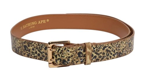 A Bathing Ape Wild Leopard Pattern Leather Belt - Beige - 1L80-188-001