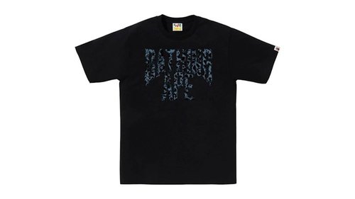 A Bathing Ape Wild Leopard Pattern NYC Logo Tee - White/Navy Blue - 1L80-110-040
