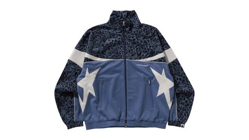 A Bathing Ape Wild Leopard Pattern Relaxed Fit Track Jacket - Black - 1L80-115-318