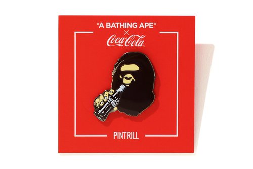 A Bathing Ape x Coca Cola Ape Head Pintrill Pin - Brown