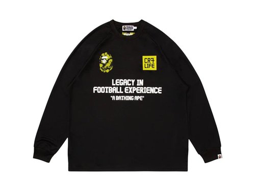 A Bathing Ape x CR7 Life Logo Relaxed Fit Long Sleeve Football Jersey - Black - 4580794385300