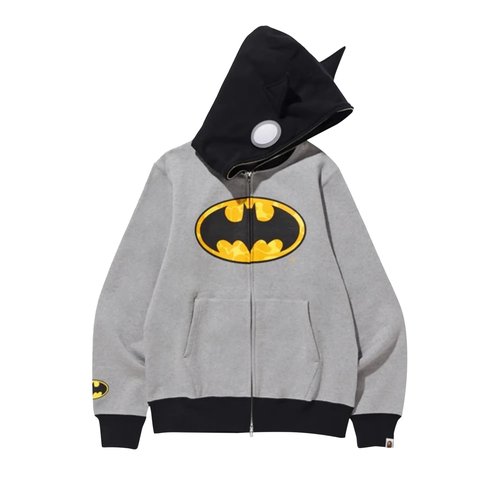 A BATHING APE×DC COMICS BATMAN BAPE × DC Comics Batman full zip hoodie Light Gray A Bathing
